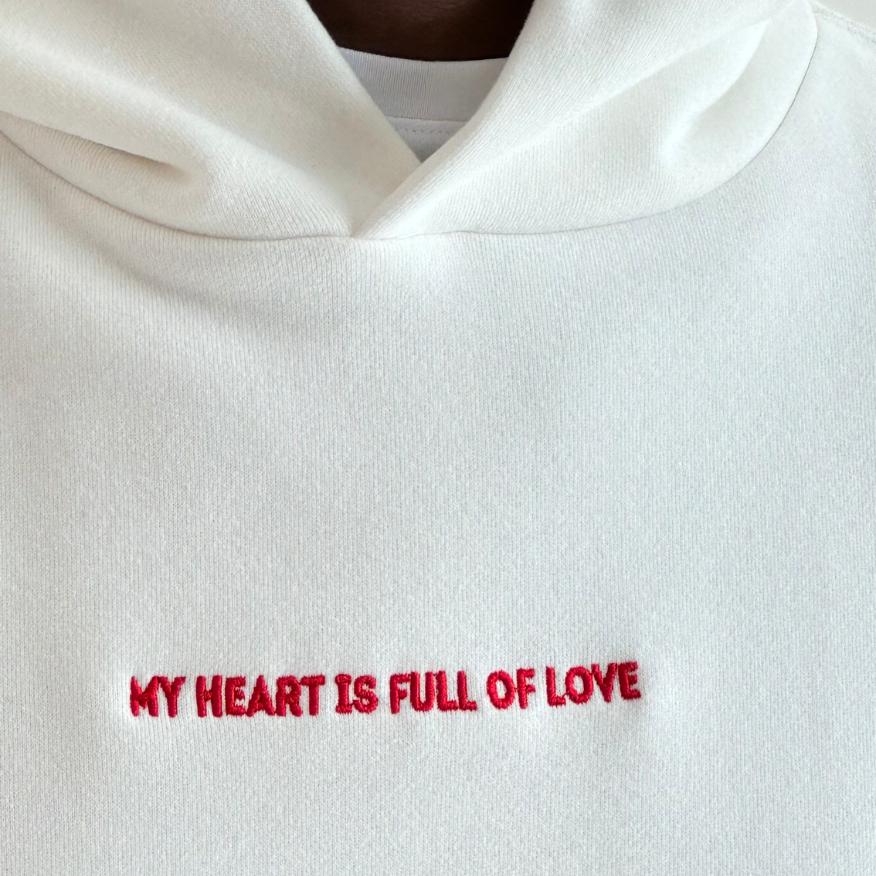 My Heart Is Full Of Love White Oversizeed Hoodie