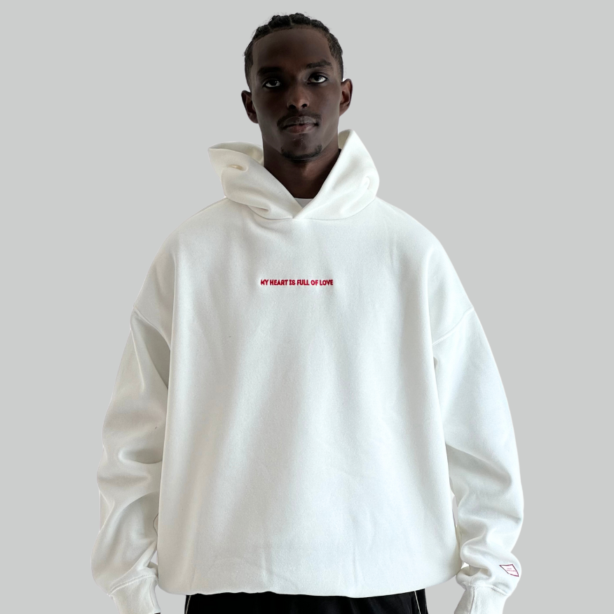 My Heart Is Full Of Love White Oversizeed Hoodie