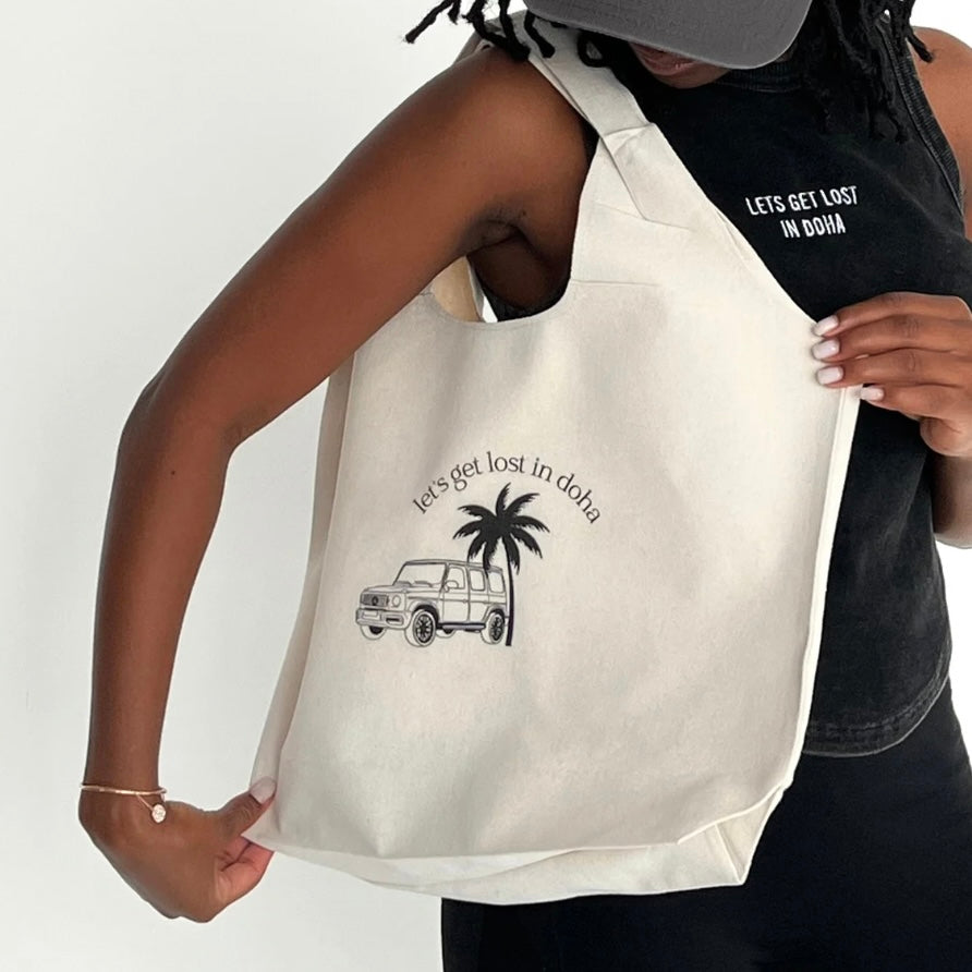 LETS GET LOST IN DOHA TOTE BAG